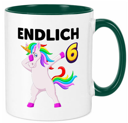 6. Geburtstag | endlich 6 Jahre Einhorn Mädchen Geschenkidee Humor Tasse