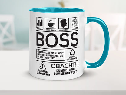 Achtung Probleme Boss | Führungskraft Vorgesetzter lustig Humor Geschenkidee Tasse
