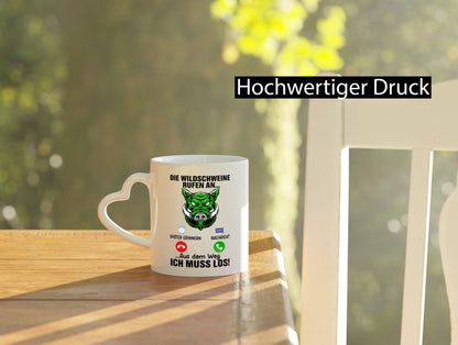 Wildschweinjagt | Wildscheine rufen an Jäger Humor Geschenkidee Tasse
