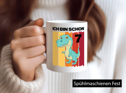 7. Geburtstag | 7 Jahre Dinosaurier lustiger Spruch Geschenk Geschenkidee Tasse