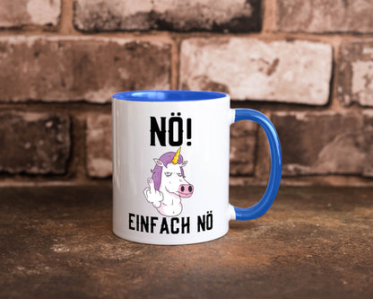Einfach Nö | Keinen Bock Einhorn Mittelfinger Comic Geschenkidee Humor Tasse