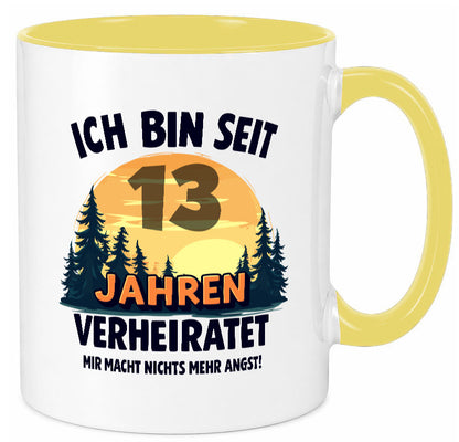Ich bin Verheiratet | 13. Hochzeitstag Ehepaar v2 lustiger Spruch Geschenk Tasse
