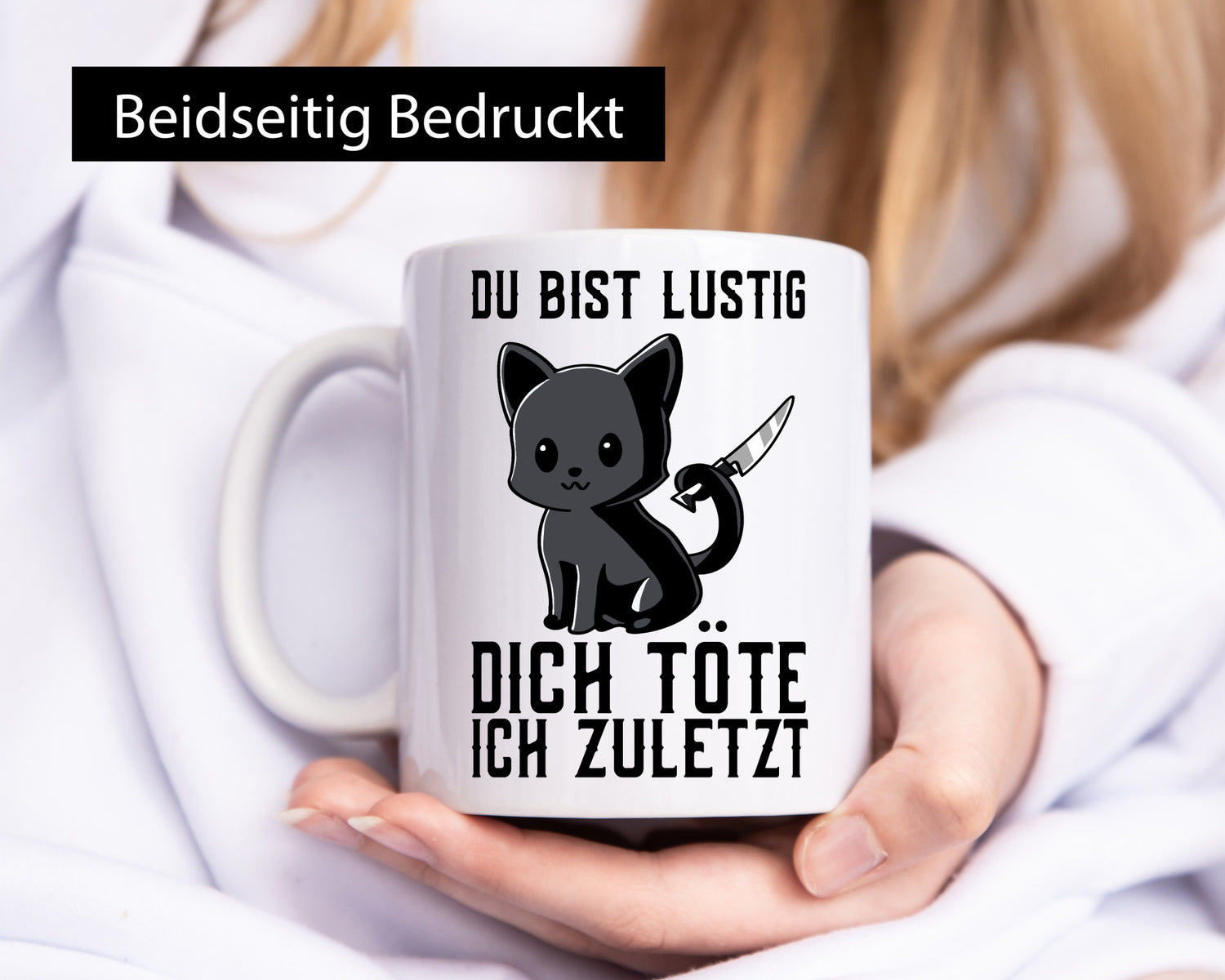 Du bist lustig | verrückte Katze mit Messer Sarkasmus lustiger Spruch Geschenk