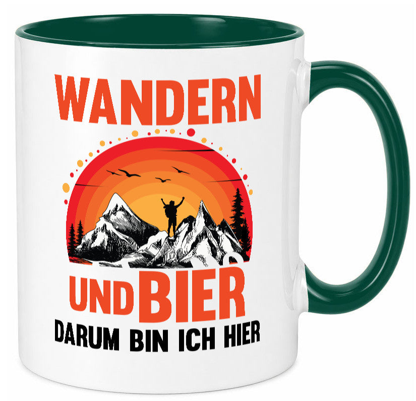 Wandern und Bier darum bin ich hier | lustiger Spruch Geschenk Humor