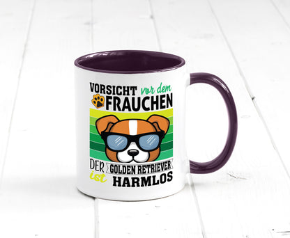 Vorsicht vor dem Frauchen Golden Retriever ist Harmlos lustiger Spruch Geschenk