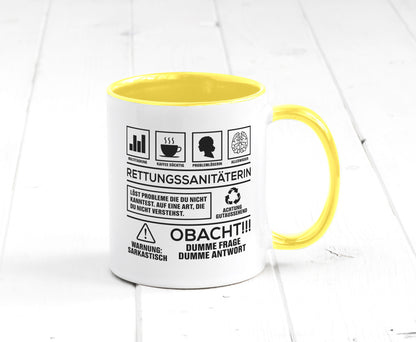 Achtung Probleme Rettungssanitäterin | Sanitäter Geschenkidee Humor Tasse