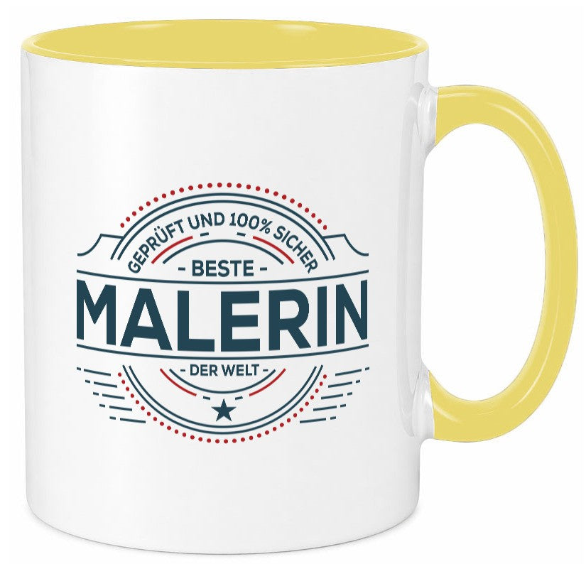 Geprüft und sicher: Malerin | Malerinnen lustiger Spruch Geschenk Humor Tasse