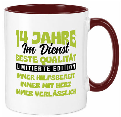 14 Jahre im Dienst | Jubiläum Arbeit v4 Geschenkidee Kollegen Büro Humor Tasse