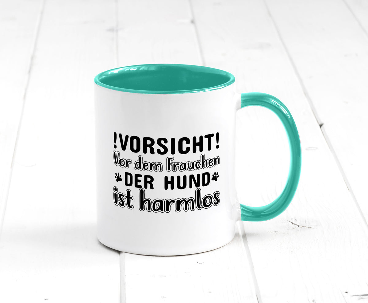 Vorsicht vor dem Frauchen | Hundebesitzerin Pfoten Geschenkidee Tierliebhaber Tasse