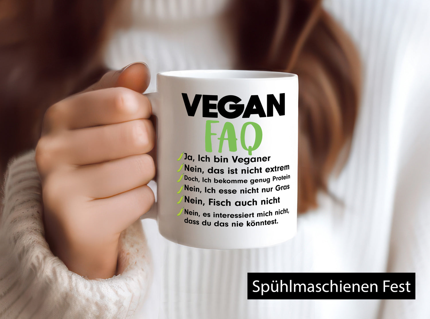 Vegan FAQ | Veganer Lifestyle Ich liebe Humor Geschenkidee Tasse