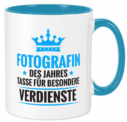 Besonderer Verdienst: Fotografin | Fotografie Kamera lustig Humor Geschenkidee Tasse