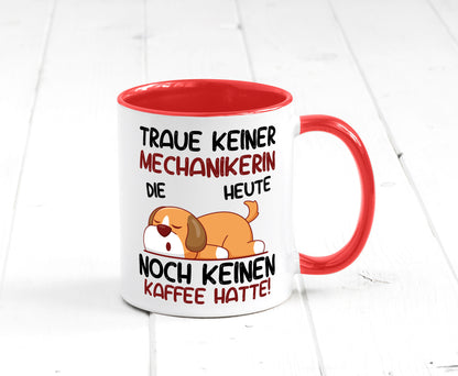 Traue keiner Mechanikerin | KFZ Humor Geschenkidee Tasse