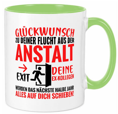 Glückwunsch zur Flucht | Abschied Arbeitskollegen Humor Arbeit Kollegen Büro Tasse