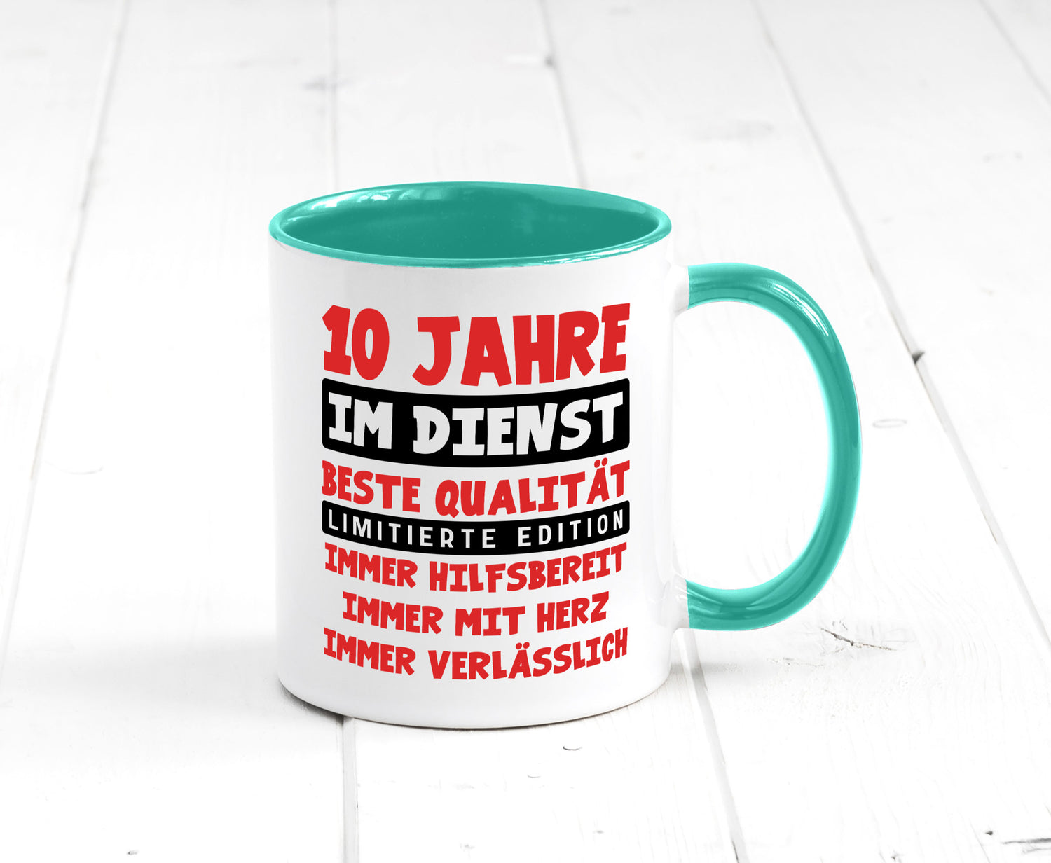 10 Jahre im Dienst | Jubiläum Arbeit v9 lustig Kollegen Büro Geschenk Tasse