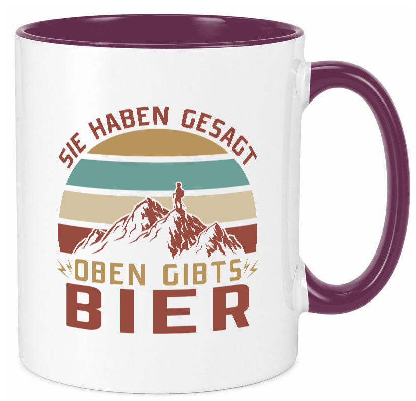 Oben gibtÂ´s Bier | Mensch Berge Geschenkidee Humor Tasse