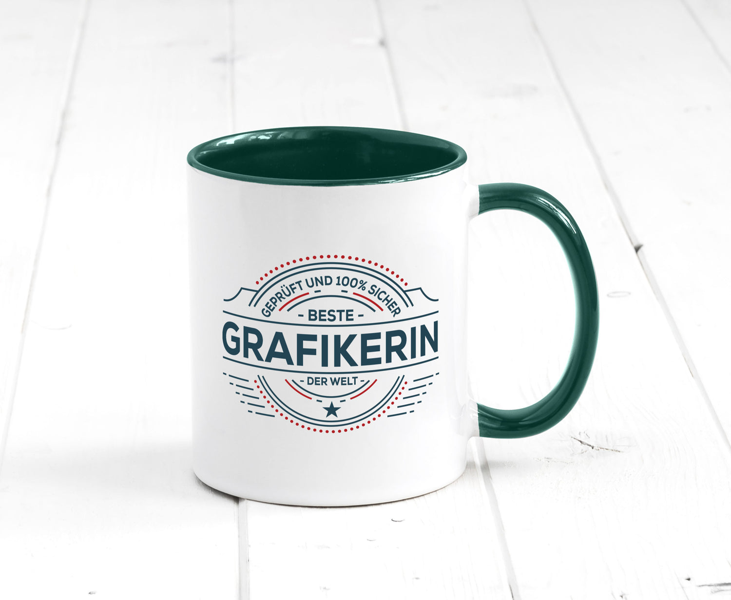 Geprüft und sicher: Grafikerin | Grafik Design Humor Geschenkidee Tasse