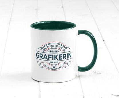 Geprüft und sicher: Grafikerin | Grafik Design Humor Geschenkidee Tasse