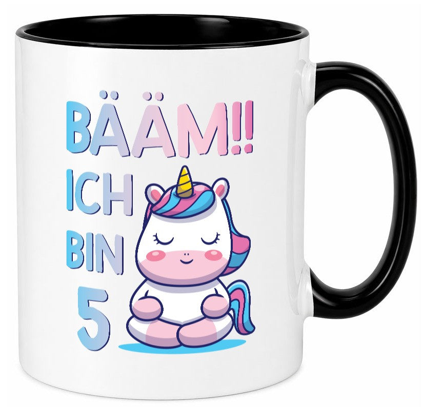 Baam!! Ich bin 5 | Einhorn Geschenkidee Humor Tasse