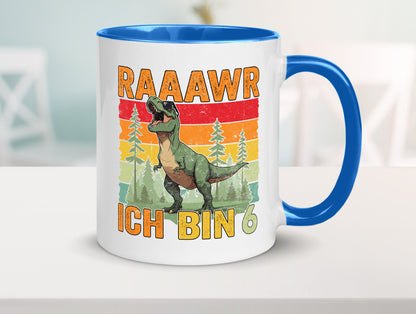 6. Geburtstag | 6 Jahre rarrrr ich bin Dinosaurier Humor Geschenkidee Tasse