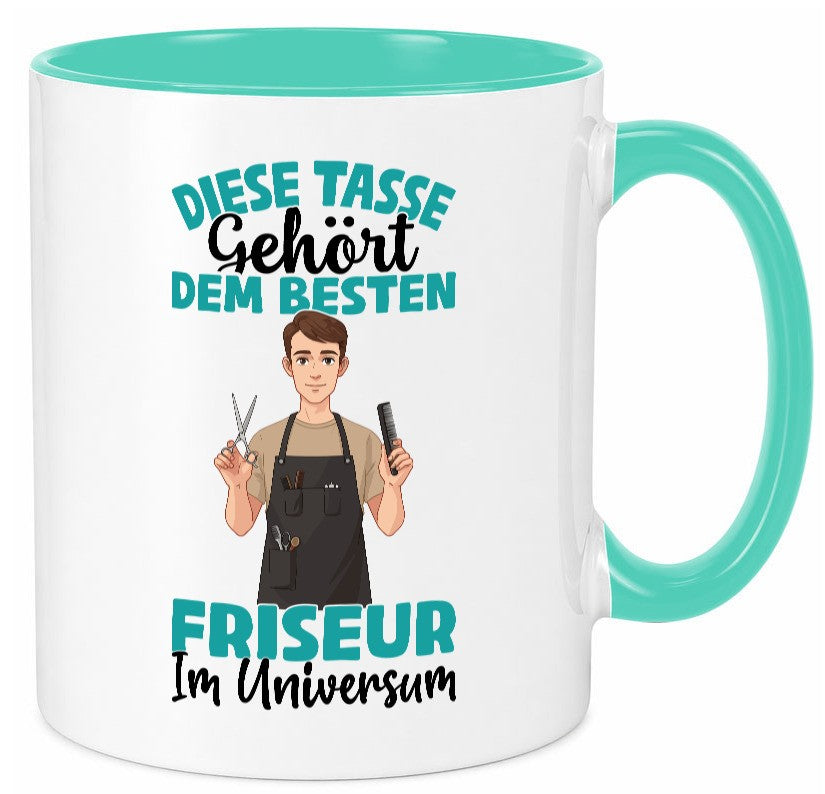Im Universum: Friseur | Frisör lustiger Spruch Geschenk Humor Geschenkidee Tasse