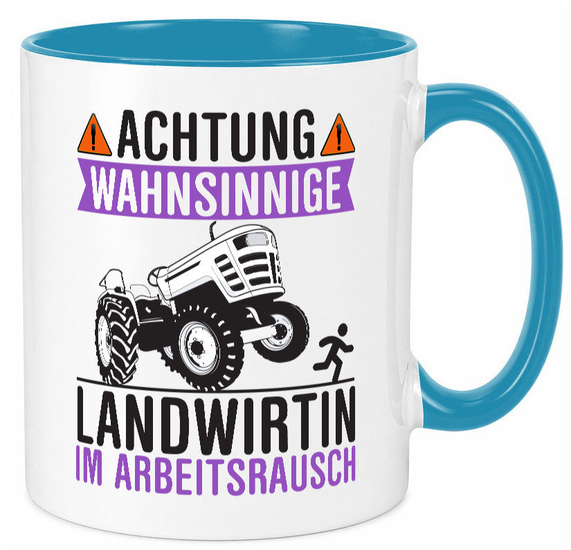 Landwirtin im Arbeitsrausch | Bauer Achtung! lustiger Spruch Geschenk Arbeit Tasse