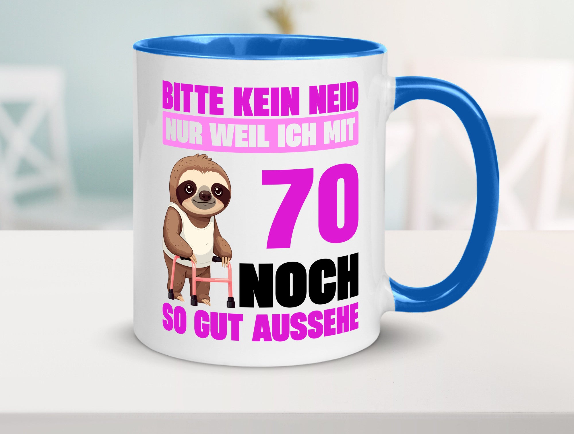 70. Geburtstag | Bitte kein neid Faultier 70 Jahre v2 Humor Geschenkidee Tasse
