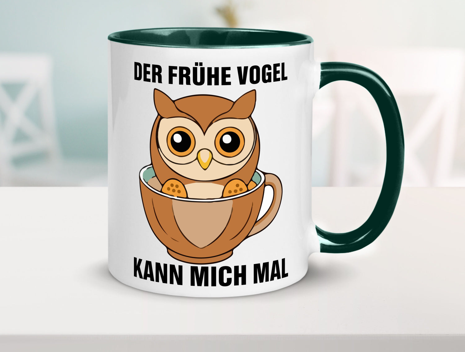 Der frühe Vogel kann mich mal | Eule Morgenmuffel v2 lustiger Spruch Geschenk