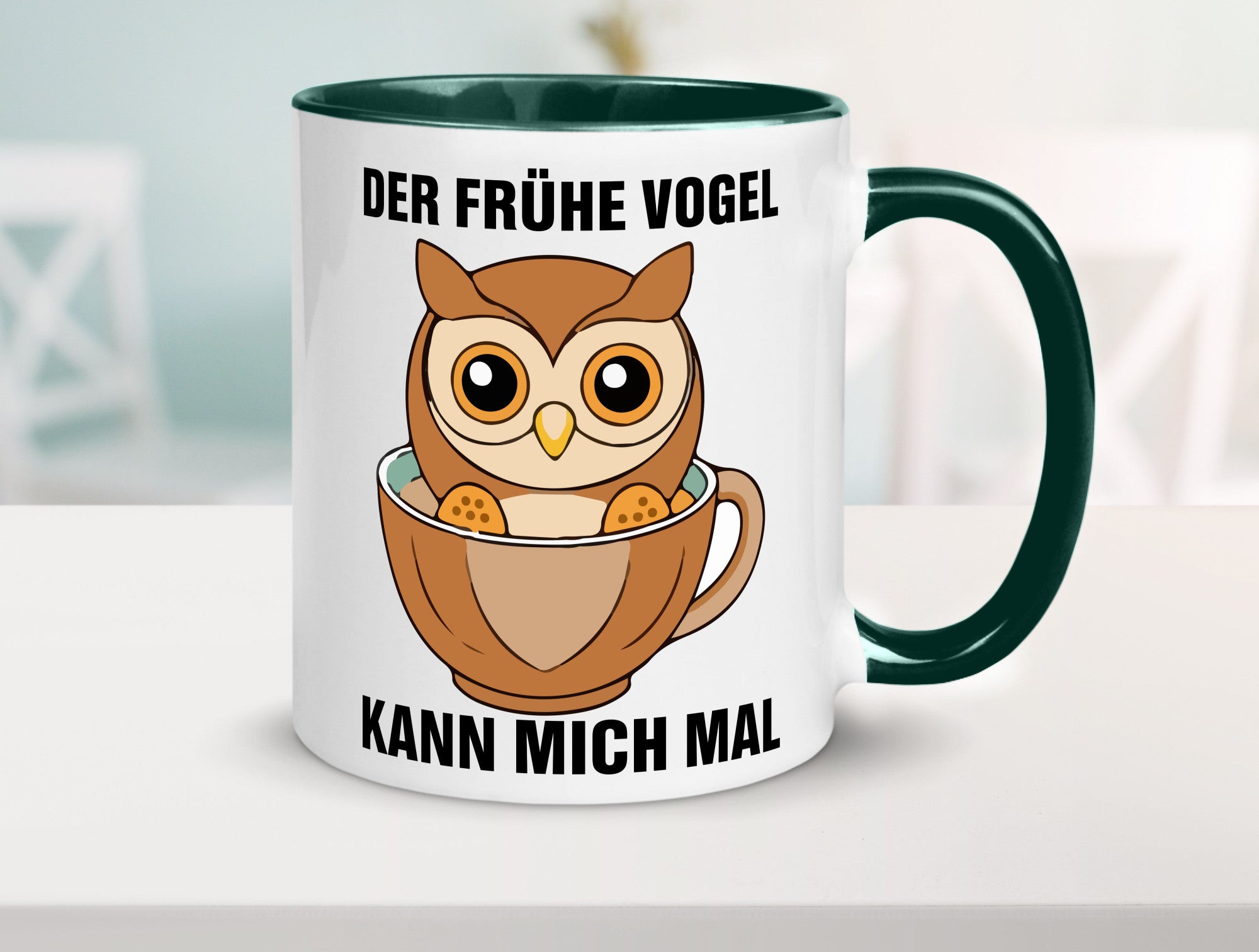 Der frühe Vogel kann mich mal | Eule Morgenmuffel v2 lustiger Spruch Geschenk