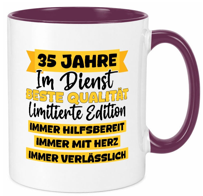 35 Jahre im Dienst | Jubiläum Arbeit v8 Geschenk Kollegen Büro lustiger Spruch Tasse