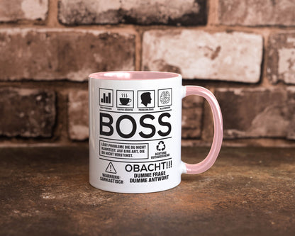 Achtung Probleme Boss | Führungskraft Vorgesetzter lustig Humor Geschenkidee Tasse