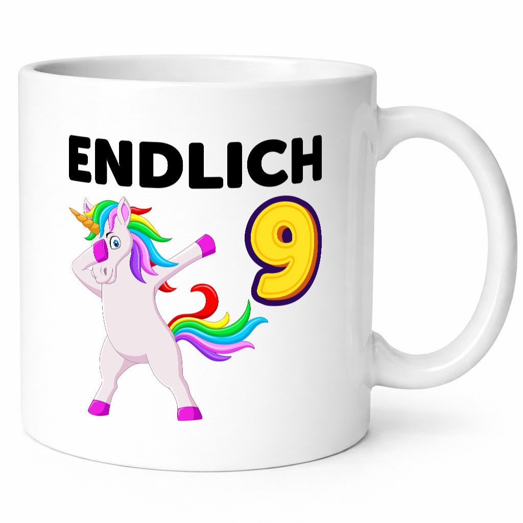9. Geburtstag | endlich 9 Jahre Einhorn Mädchen Geschenkidee Humor Tasse