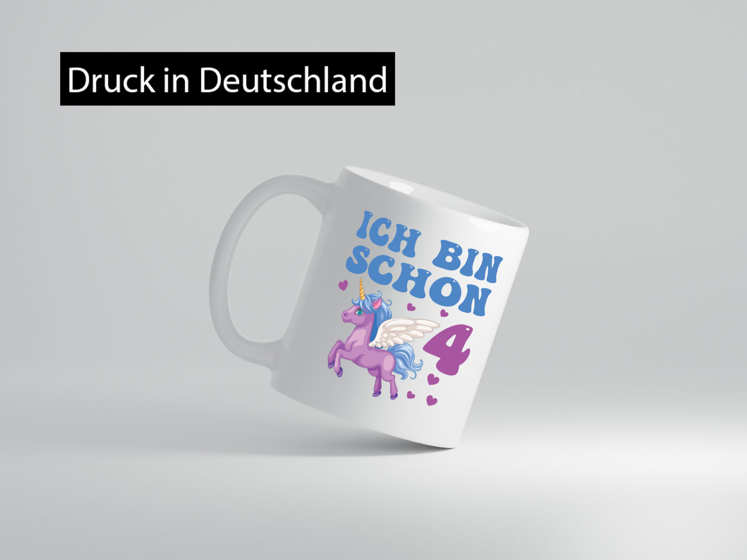 Ich bin schon 4 | Einhorn Herzen Humor Geschenkidee Tasse