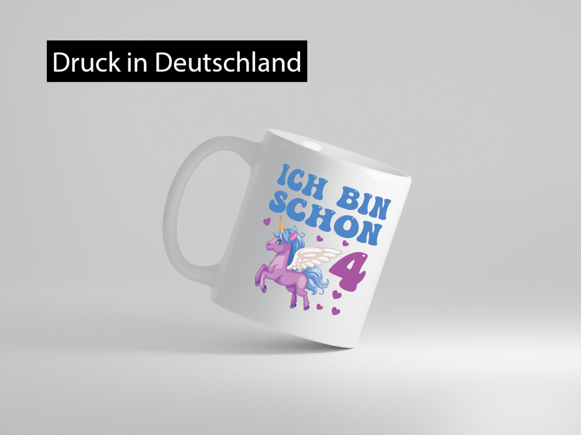 Ich bin schon 4 | Einhorn Herzen Humor Geschenkidee Tasse