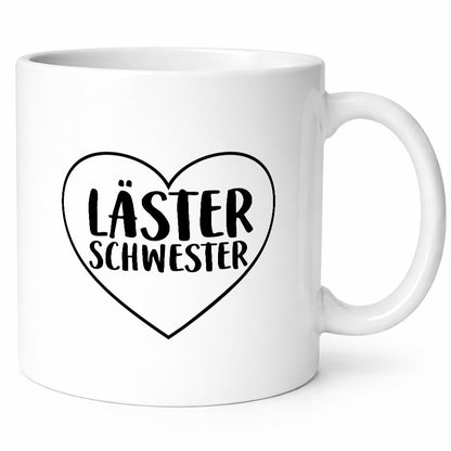 Läster Schwester | Herz Tasse Geschwisterliebe lustiger Spruch Geschenk Humor