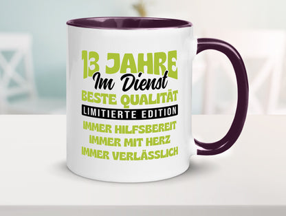 13 Jahre im Dienst | Jubiläum Arbeit v4 lustig Kollegen Büro Geschenk Tasse