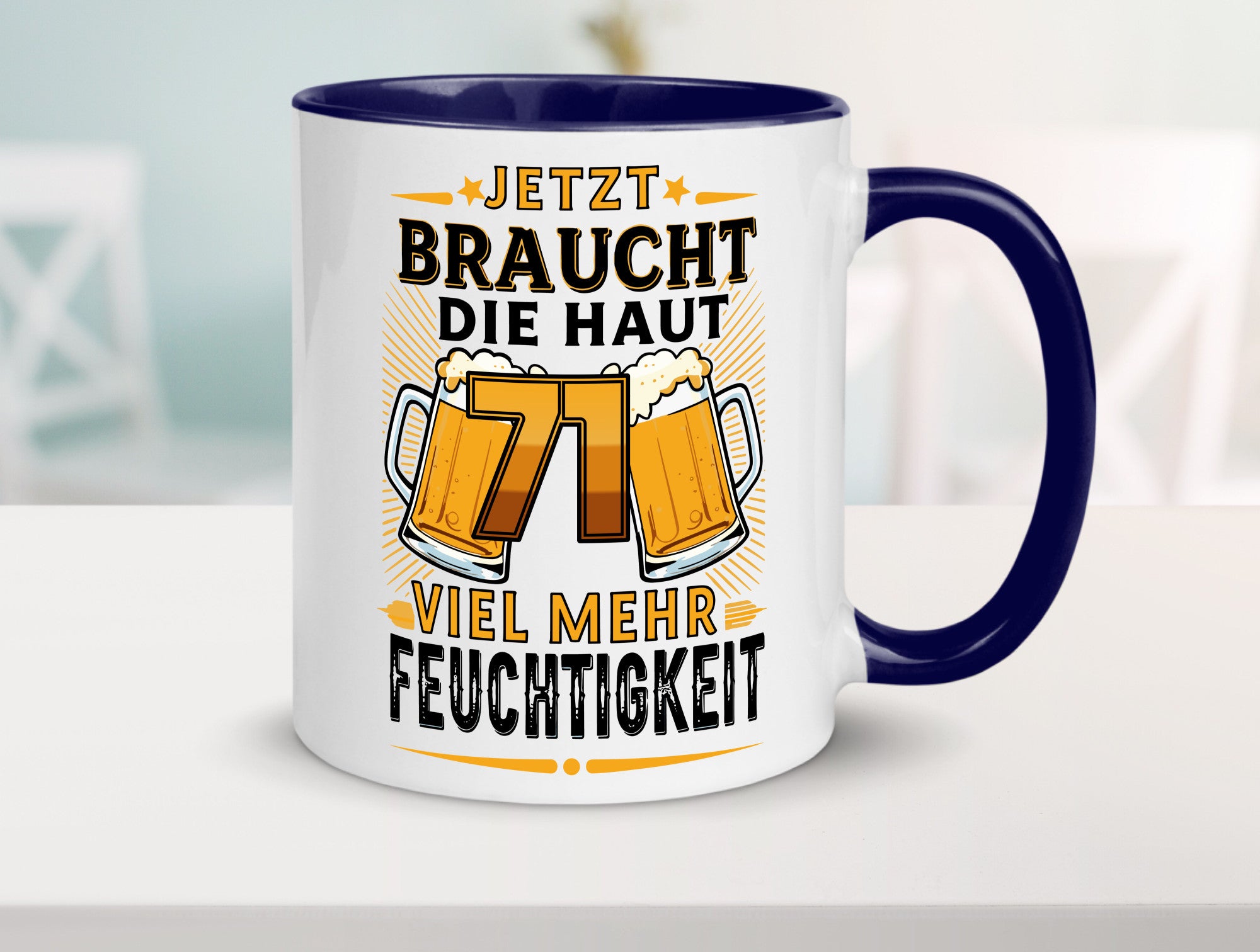 71 braucht die haut mehr Feuchtigkeit | 71. Geburtstag Geschenkidee Humor Tasse