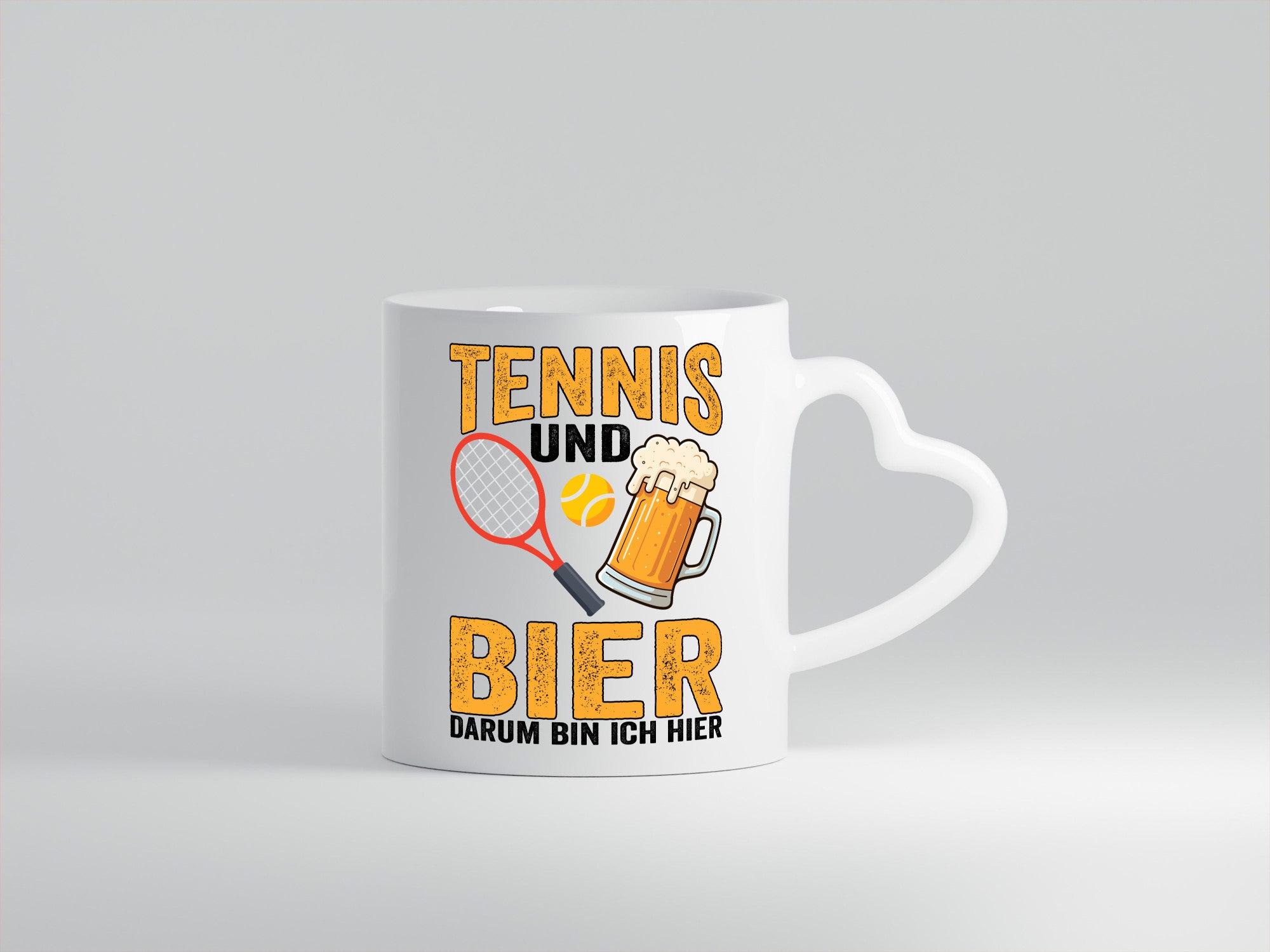 Tennis und Bier darum bin ich hier | Tennisspieler v2 Geschenkidee Humor Tasse