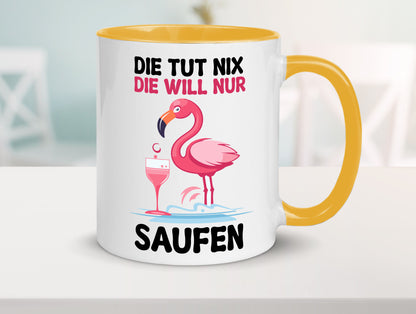 Die tut nix will nur Saufen | Flamingo Alkohol v2 Geschenk Humor Geschenkidee