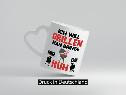 Ich will Grillen | Bring mir die Kuh Grillmeister Sommer Geschenk Humor