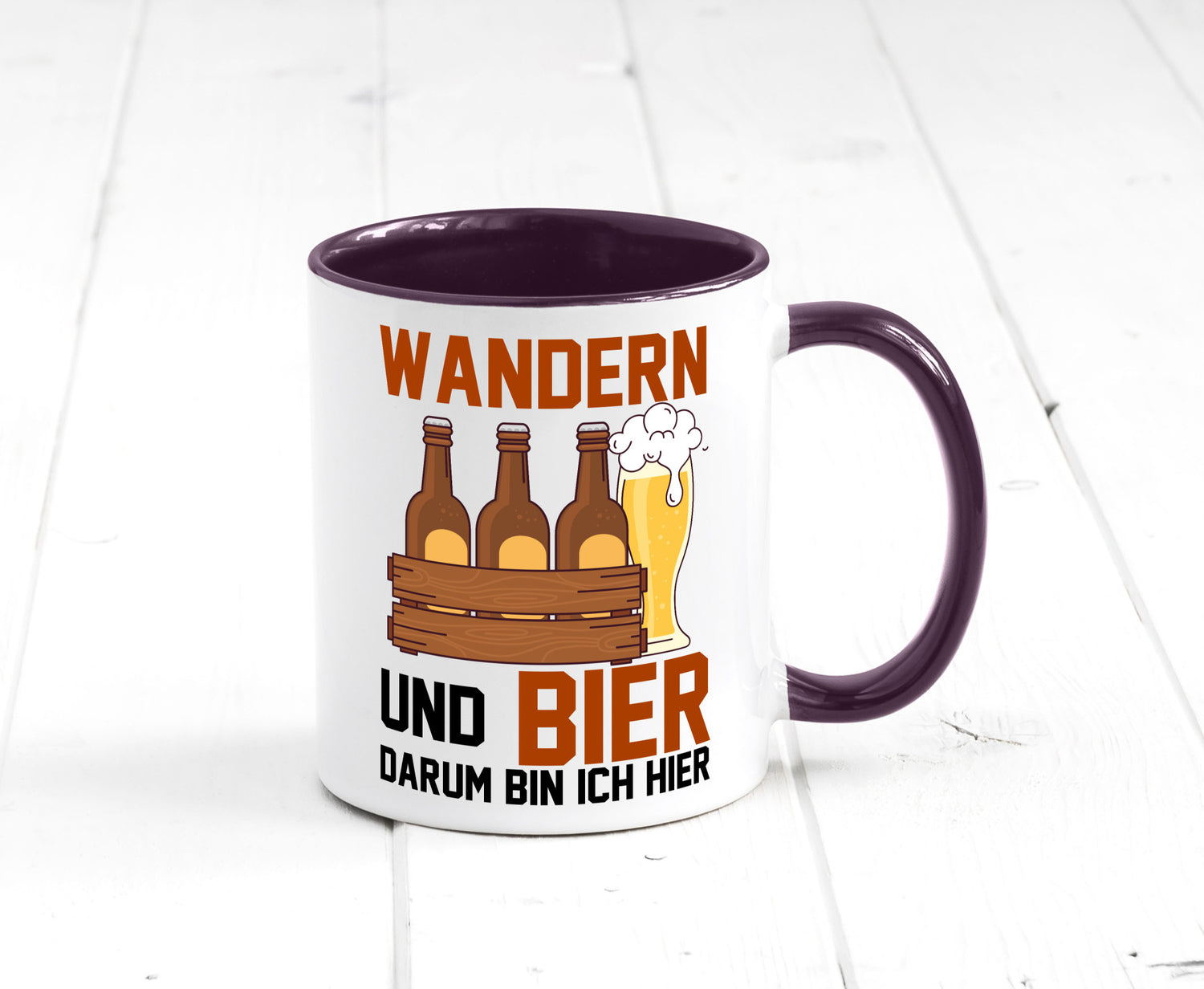 Wandern und Bier darum bin ich hier | Bierkasten lustiger Spruch Geschenk Humor