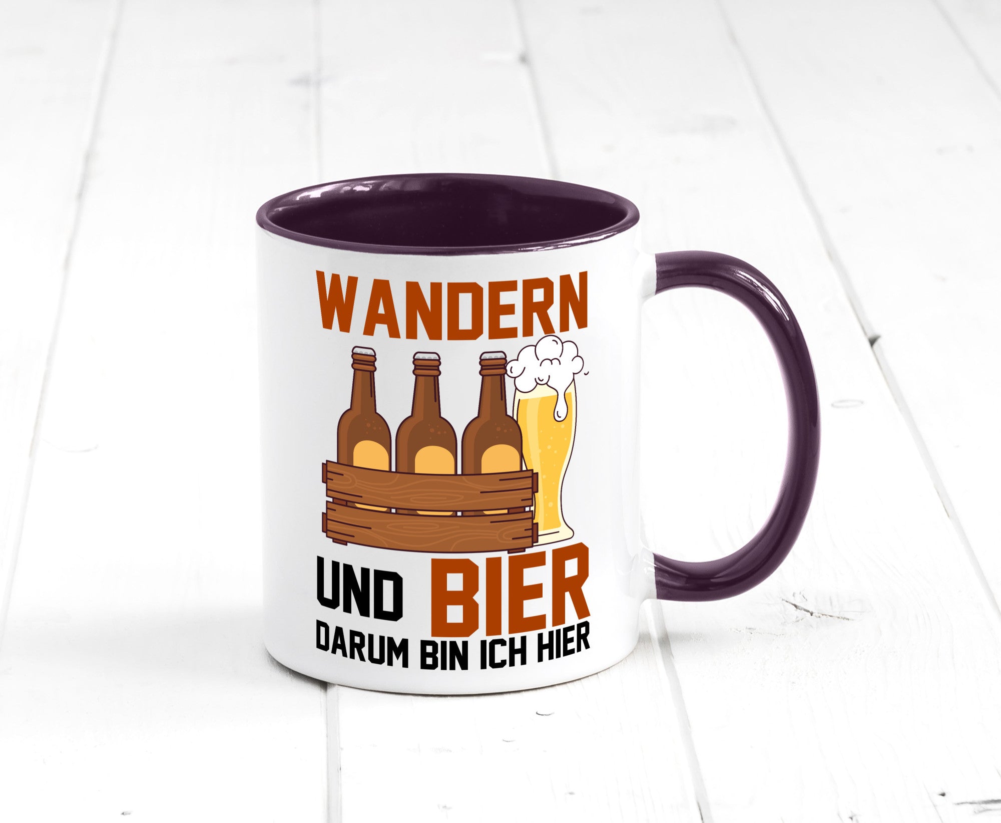 Wandern und Bier darum bin ich hier | Bierkasten lustiger Spruch Geschenk Humor