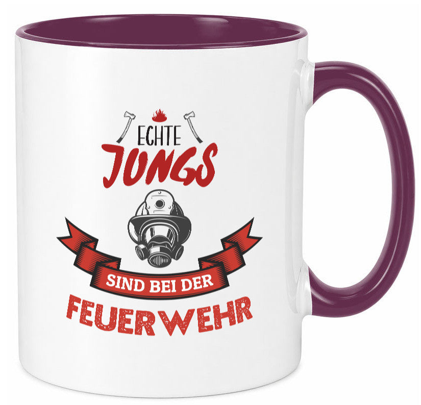 Echte Jungs sind bei der Feuerwehr | Feuerwehrmann lustiger Spruch Geschenk Tasse
