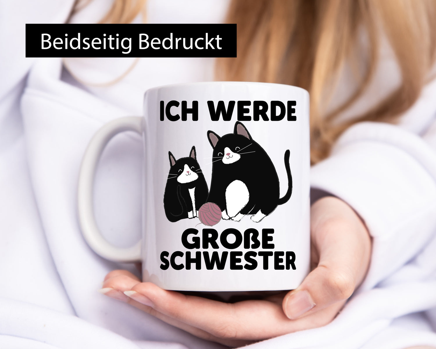 Ich werde große Schwester | Katze Wollknäuel lustiger Spruch Geschenk