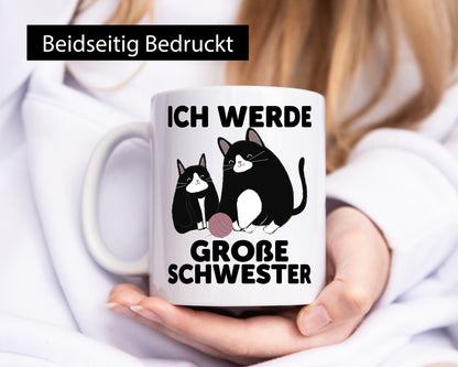 Ich werde große Schwester | Katze Wollknäuel lustiger Spruch Geschenk