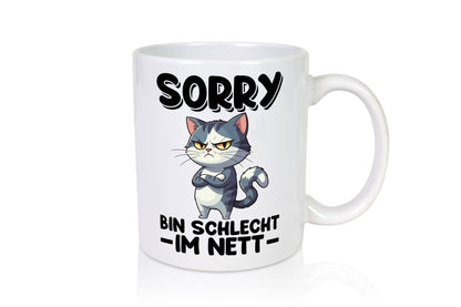 Sorry bin schleht im nett | Böse Katze Geschenkidee Tierliebhaber Humor Tasse