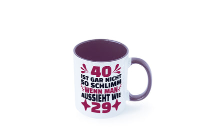 40 ist gar nicht schlimm | 40. Geburtstag Jung aussehen Geschenkidee Humor Tasse