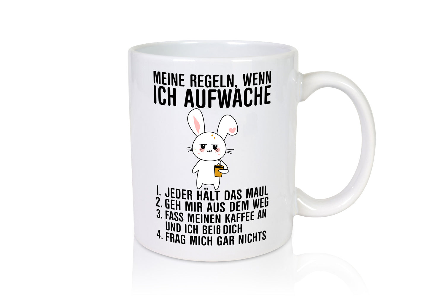 Regeln wenn ich aufwache | Morgenmuffel Hase Kaffee Geschenk Humor Geschenkidee