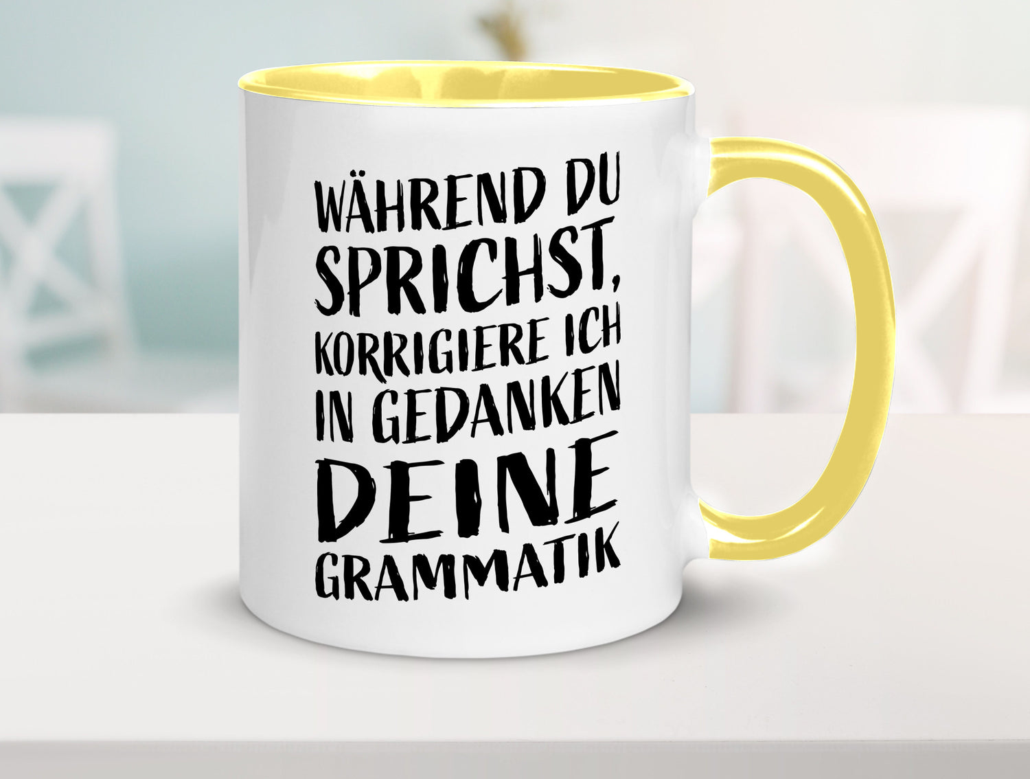 Während du sprichst, Grammatik korrigieren lustiger Spruch Geschenk Humor