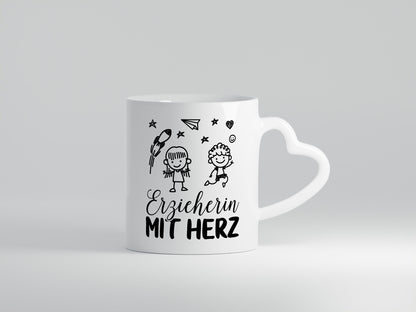 Erzieherin mit Herz Geschenk Humor Geschenkidee lustiger Spruch Tasse