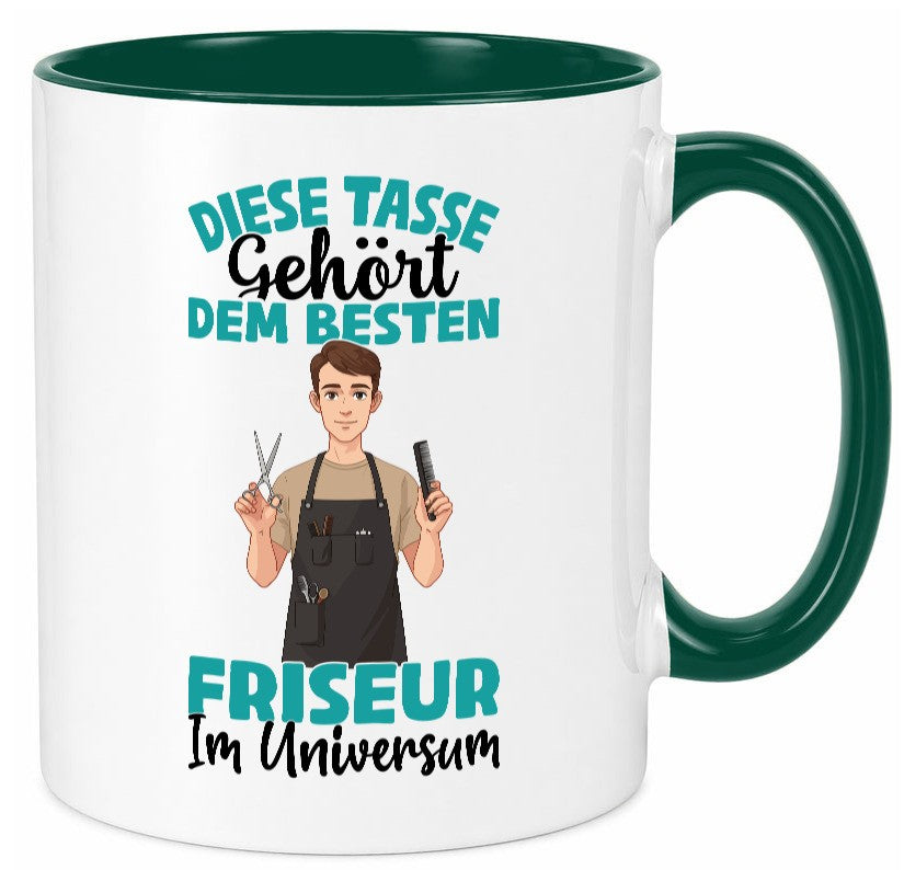 Im Universum: Friseur | Frisör lustiger Spruch Geschenk Humor Geschenkidee Tasse